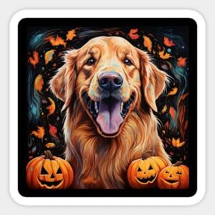 Halloween Golden Retriever Sticker